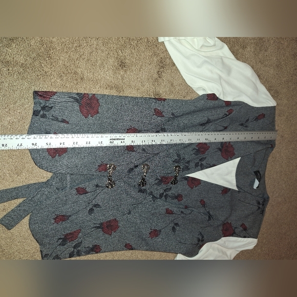 Chad Stevens 2 piece pants  suit / size 16w / gray with floral design - Picture 10 of 15